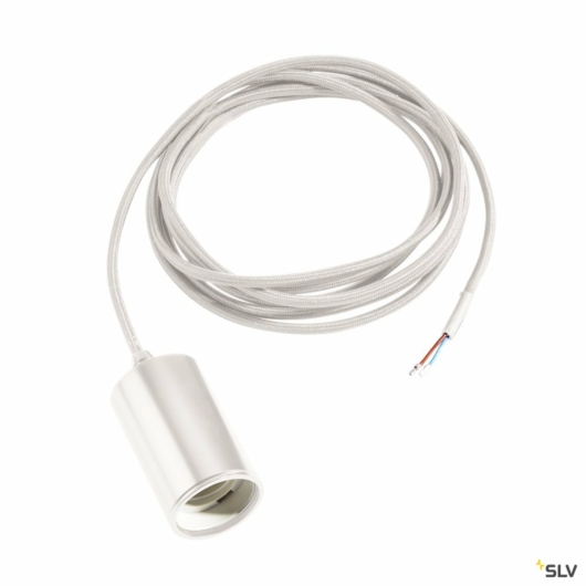 FITU E27 függesztett lámpatest, kerek, fehér, E27, max. 60W, 2.5m kábellel, nyitott kábelvéggel