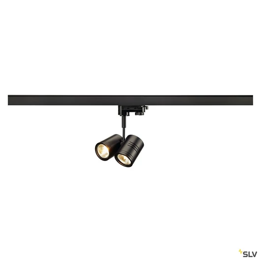 BIMA II lamp head, fekete, 2x GU10, max. 2x 50W, 3-fázisú sínadapterrel