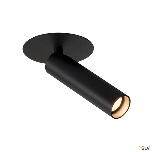 KARPO 30 single spot, süllyesztett mennyezeti lámpatest, lapos mennyezeti elem, fekete, 7.5W LED, 3000K,