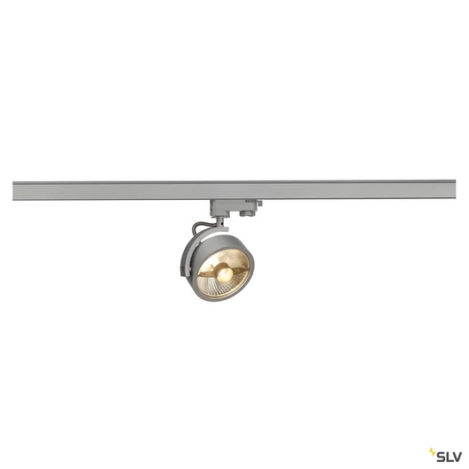 KALU TRACK QPAR111 lamp head, ezüstszürke, 3-fázisú sínadapterrel