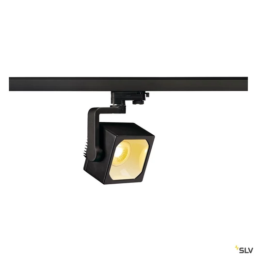 EURO CUBE SPOT, fekete, 90°, 3000K COB LED, CRI90, 3-fázisú sínadapterrel