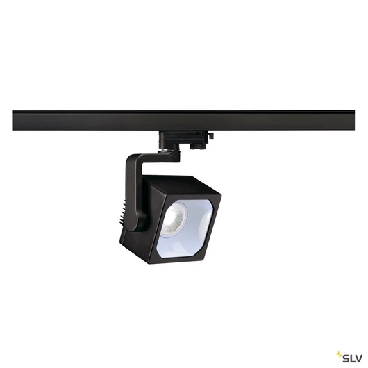 EURO CUBE SPOT, fekete, 60°, 4000K COB LED, CRI90, 3-fázisú sínadapterrel